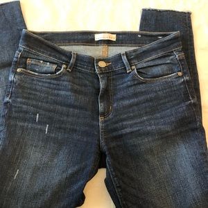 LOFT Modern Skinny Dark Ripped Jeans